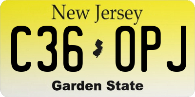 NJ license plate C36OPJ