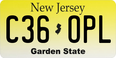 NJ license plate C36OPL