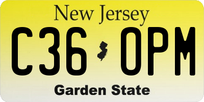 NJ license plate C36OPM