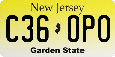 NJ license plate C36OPO