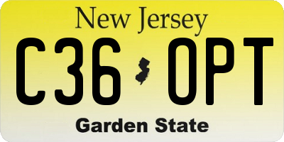 NJ license plate C36OPT