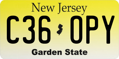 NJ license plate C36OPY