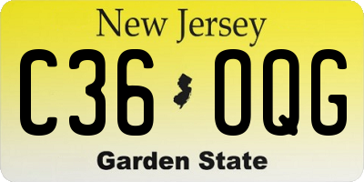 NJ license plate C36OQG