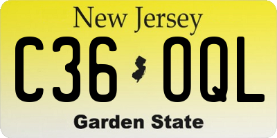 NJ license plate C36OQL