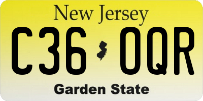 NJ license plate C36OQR