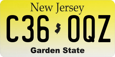 NJ license plate C36OQZ