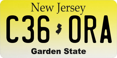 NJ license plate C36ORA