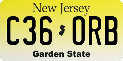 NJ license plate C36ORB
