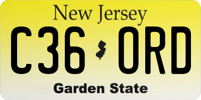 NJ license plate C36ORD