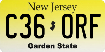 NJ license plate C36ORF