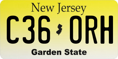NJ license plate C36ORH