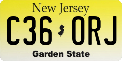 NJ license plate C36ORJ