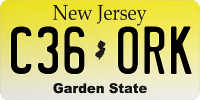 NJ license plate C36ORK