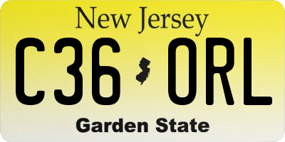 NJ license plate C36ORL