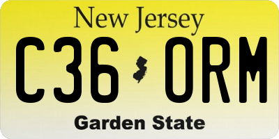 NJ license plate C36ORM