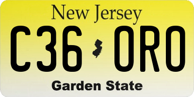 NJ license plate C36ORO
