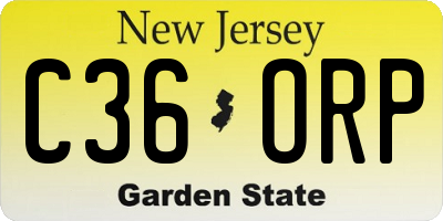 NJ license plate C36ORP