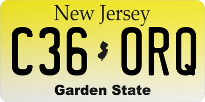 NJ license plate C36ORQ