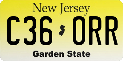 NJ license plate C36ORR