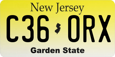 NJ license plate C36ORX