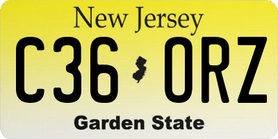 NJ license plate C36ORZ