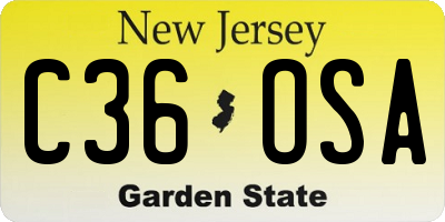 NJ license plate C36OSA