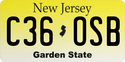 NJ license plate C36OSB