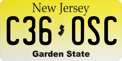 NJ license plate C36OSC