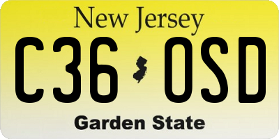 NJ license plate C36OSD