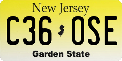 NJ license plate C36OSE