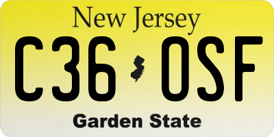 NJ license plate C36OSF