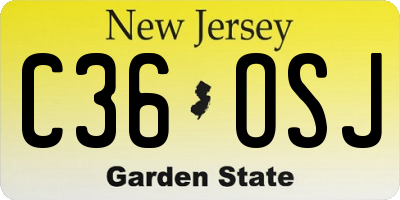 NJ license plate C36OSJ
