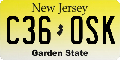 NJ license plate C36OSK