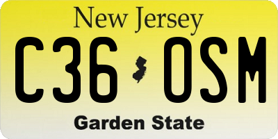 NJ license plate C36OSM