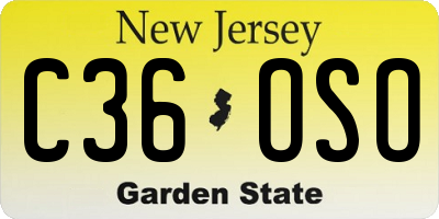 NJ license plate C36OSO