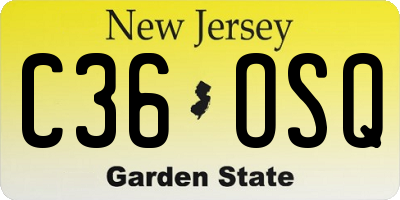 NJ license plate C36OSQ