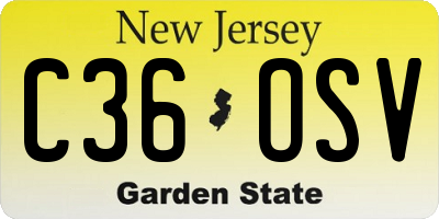NJ license plate C36OSV