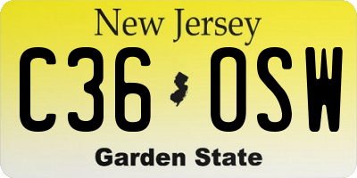 NJ license plate C36OSW