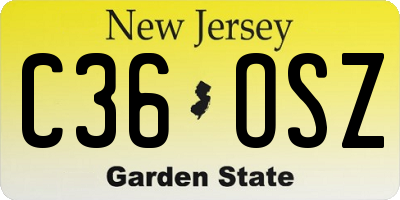 NJ license plate C36OSZ