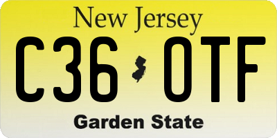NJ license plate C36OTF