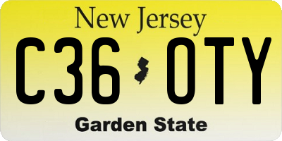 NJ license plate C36OTY
