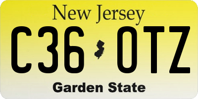 NJ license plate C36OTZ