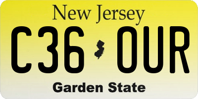 NJ license plate C36OUR