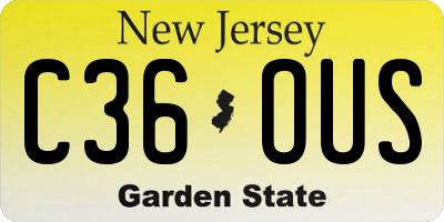 NJ license plate C36OUS