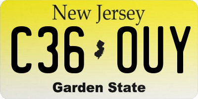 NJ license plate C36OUY