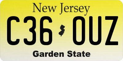 NJ license plate C36OUZ