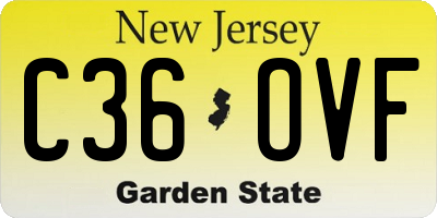 NJ license plate C36OVF