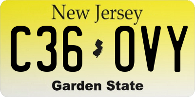 NJ license plate C36OVY