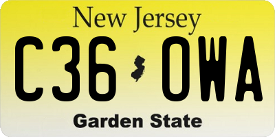 NJ license plate C36OWA