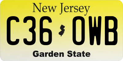 NJ license plate C36OWB